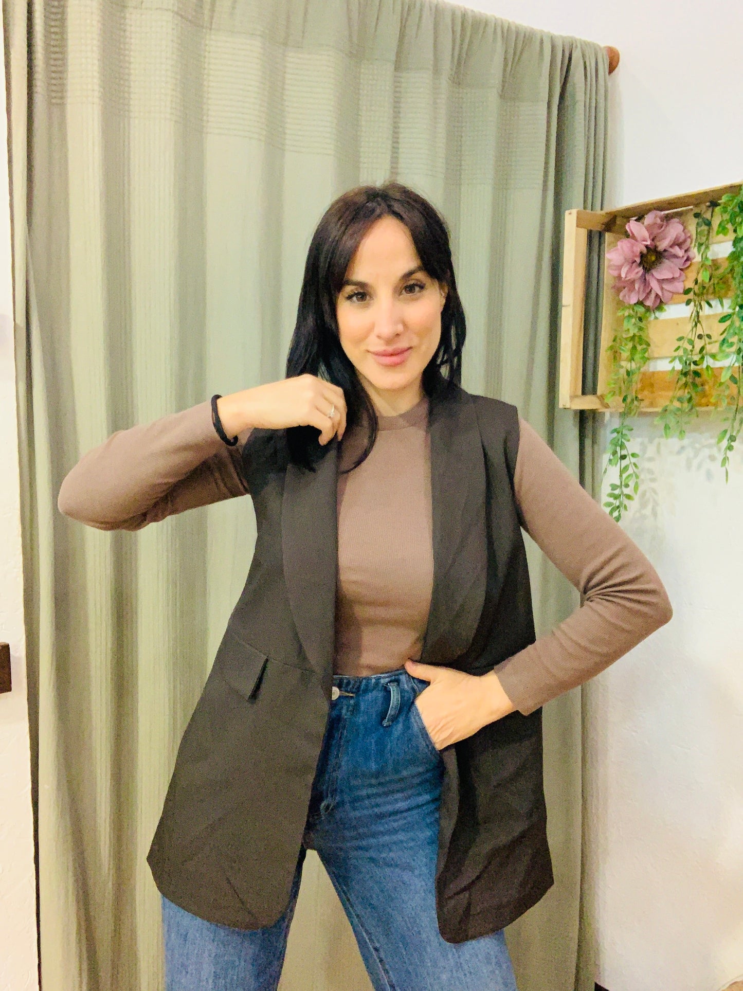 Chaleco tipo traje marron